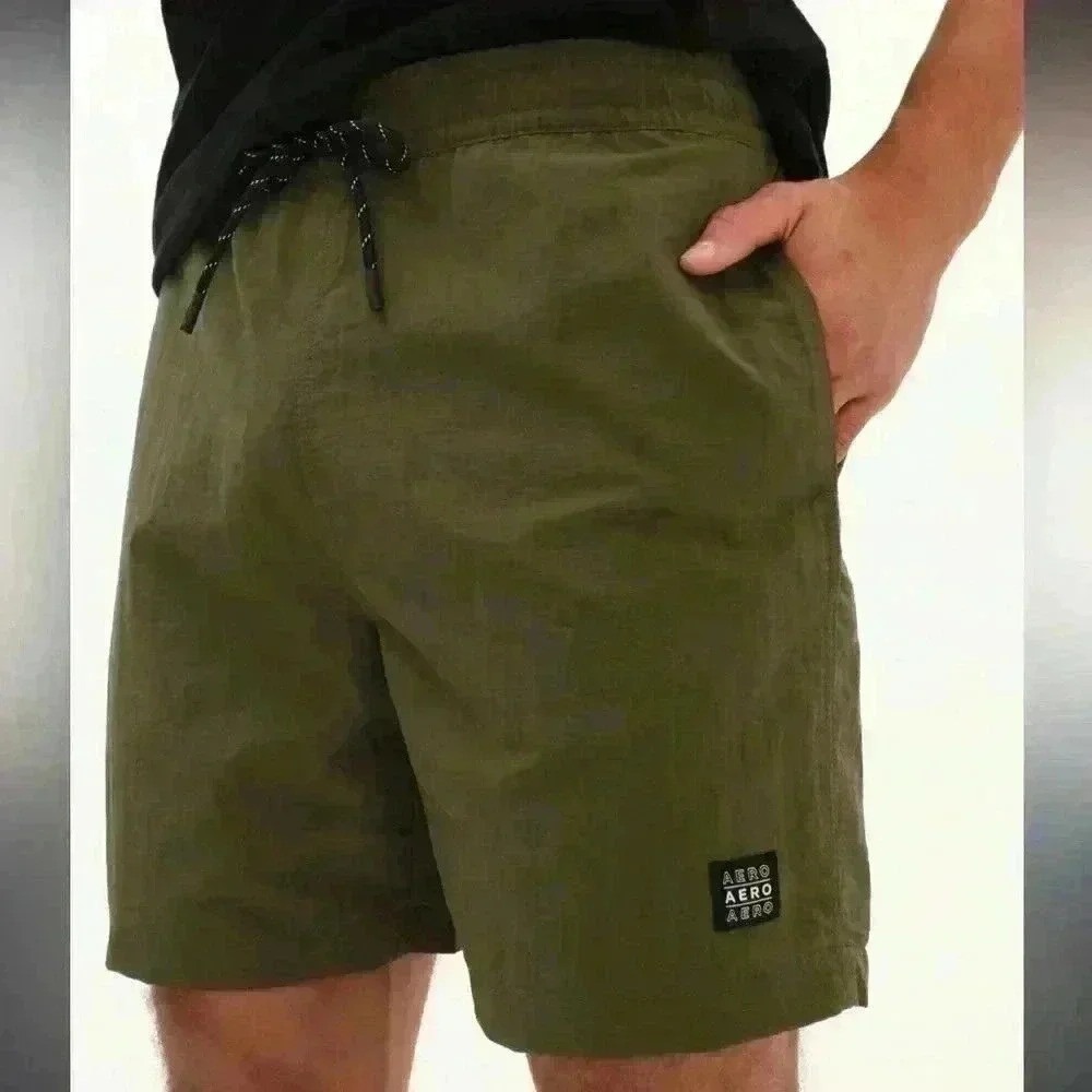 AEROPOSTALE | Men's Army Green Kickback 6.5" Jogger Swim Shorts,‎ Size S